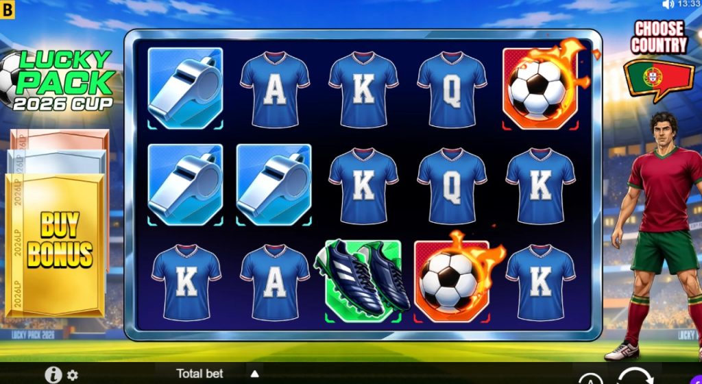 Lucky Pack: 2026 Cup online slot gameplay on desktop