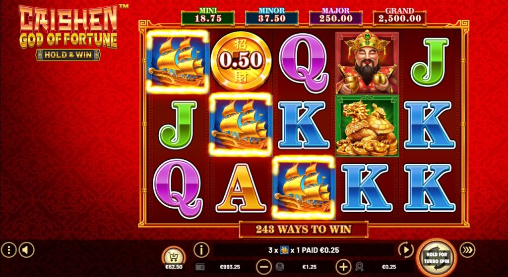 Caishen: God of Fortune Hold & Win online slot gameplay.
