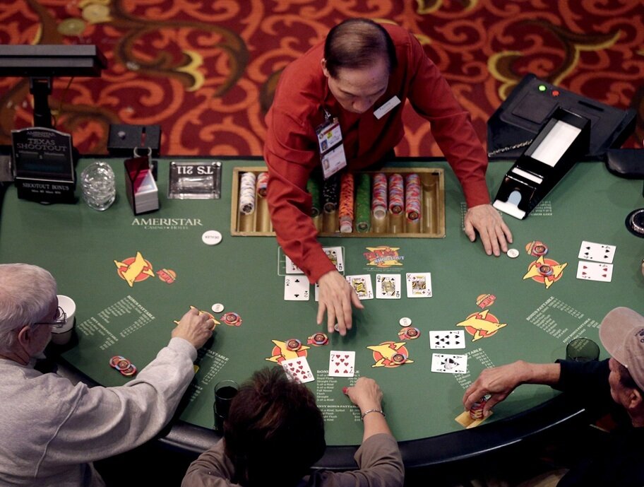 A view of poker games at Ameristar Casino in Missouri.