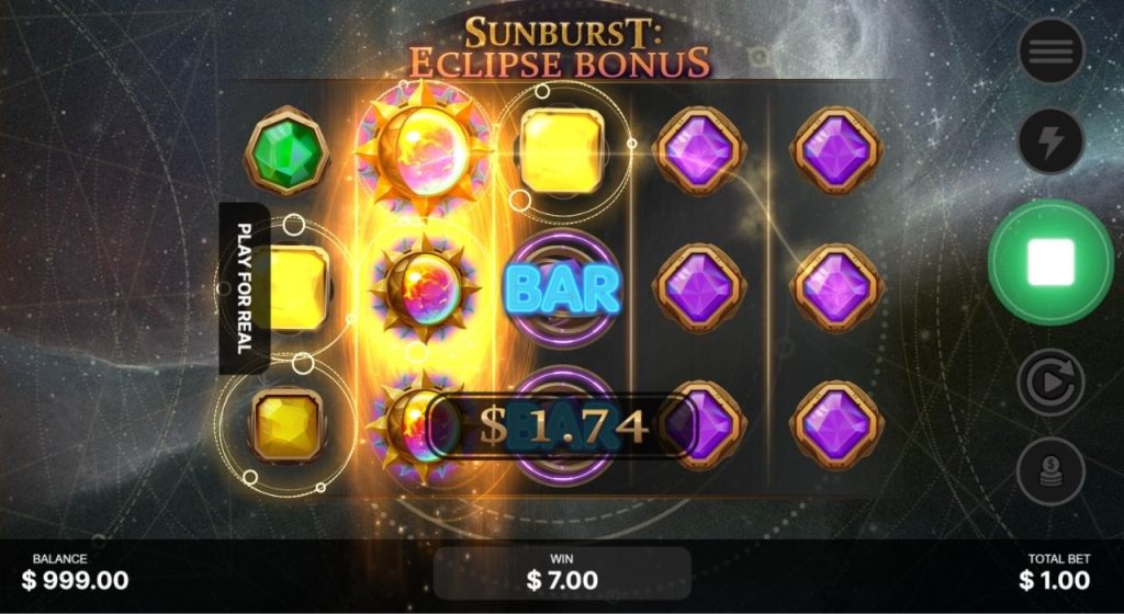 Sunburst: Eclipse Bonus online slot gameplay.